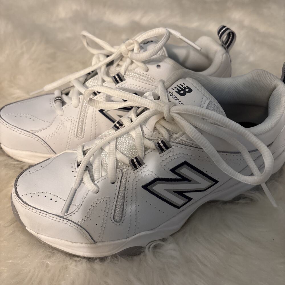 Size 6- New Balance 608v4 White And Blue Training Comfort Sneakers
